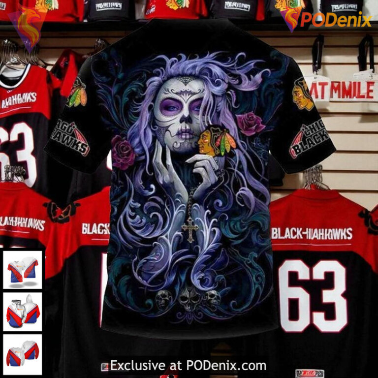 Womens Blackhawks Personalized Hoodie Tattoo Girl Artwork 2025 NHL 3D - 3