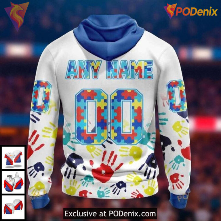 Womens Canucks Personalized Hoodie Autism Awareness NHL 3D Hoodie All Over Print - 1