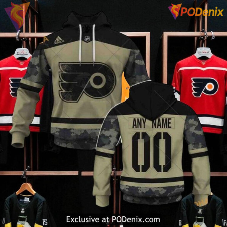 Womens Flyers Personalized Hoodie, Military Camo Team Jersey NHL Edition