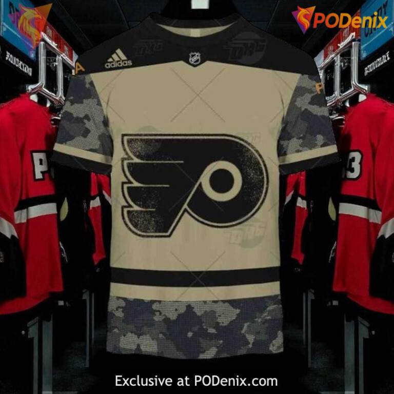 Womens Flyers Personalized Hoodie, Military Camo Team Jersey NHL Edition - 2