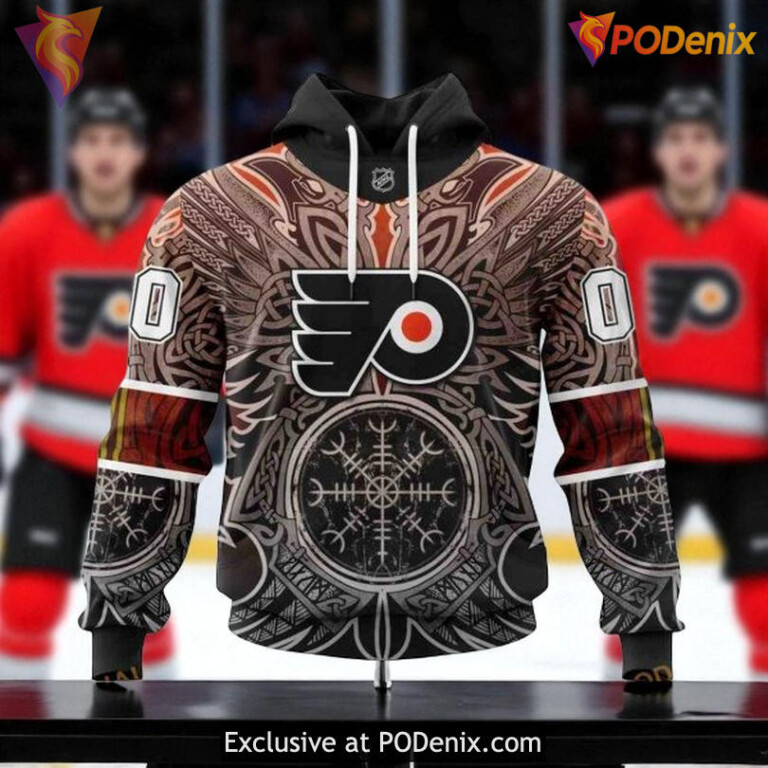 Womens Flyers Personalized Hoodie Norse Viking Symbols NHL 3D Style