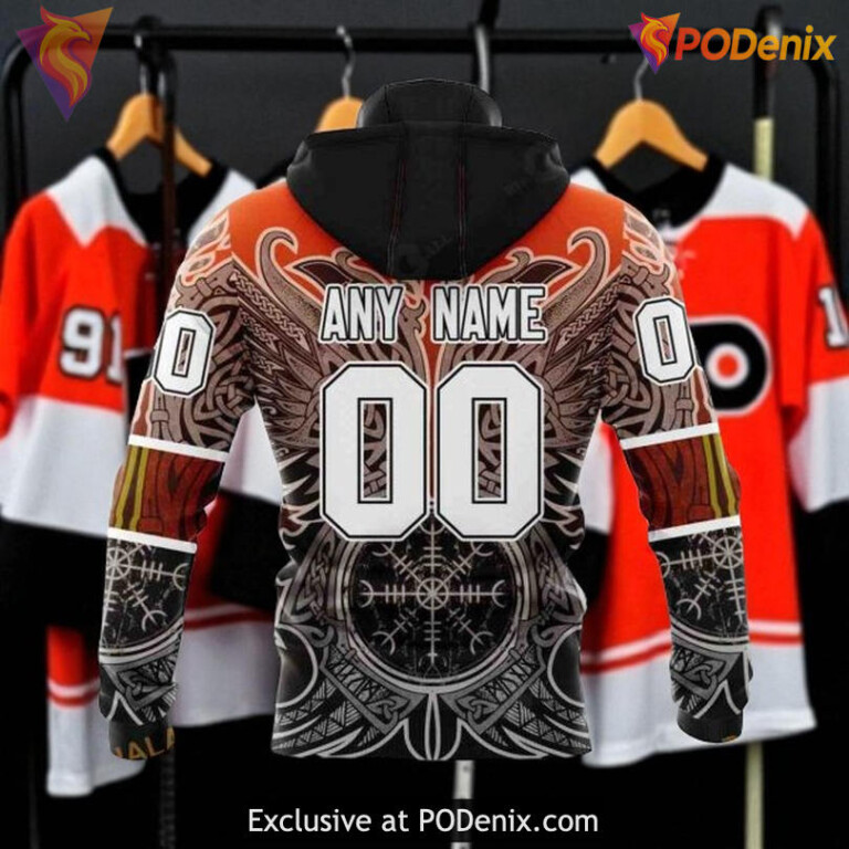 Womens Flyers Personalized Hoodie Norse Viking Symbols NHL 3D Style - 2
