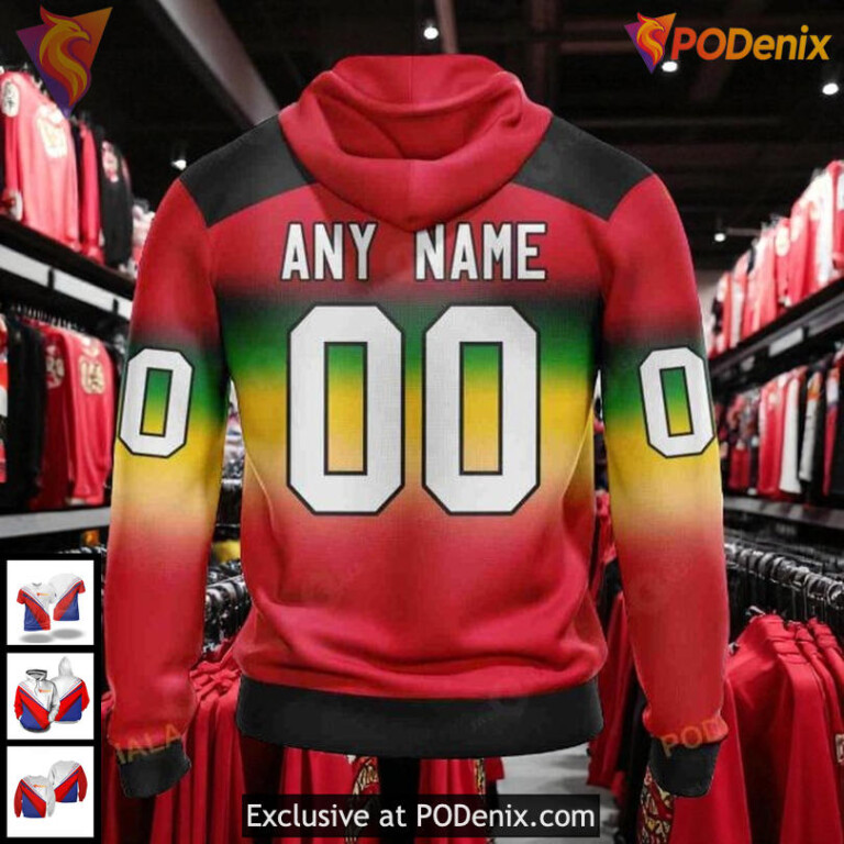 Youth Chicago Blackhawks Hoodie 3D Custom Retro Gradient Style NHL Design - 1