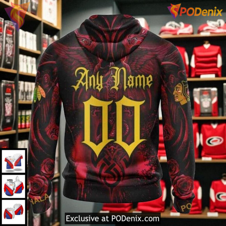 Youth Chicago Blackhawks Hoodie 3D Custom Skull Art Limited Edition NHL - 1