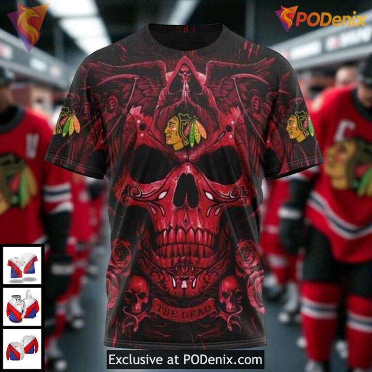 Youth Chicago Blackhawks Hoodie 3D Custom Skull Art Limited Edition NHL - 2