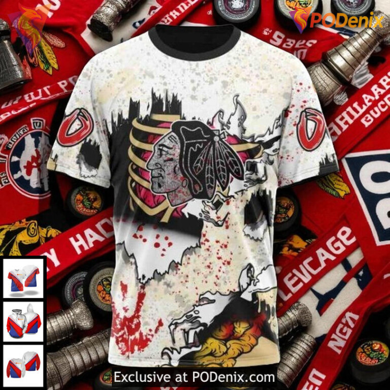Youth Chicago Blackhawks Hoodie 3D Custom Zombie Halloween Limited Edition - 2