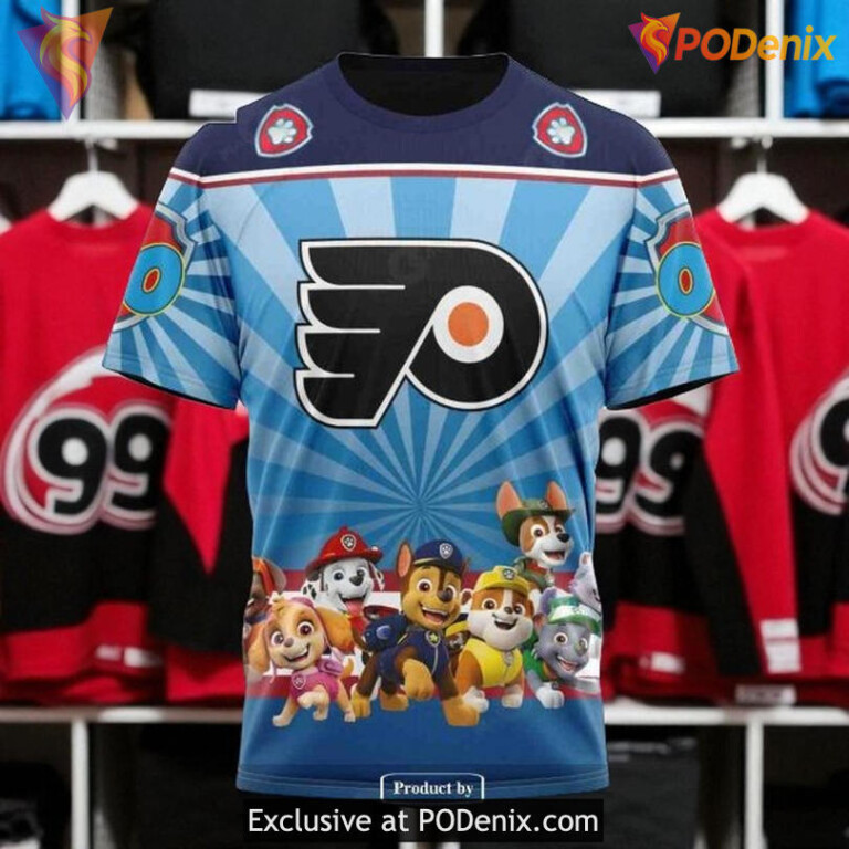 Youth Philadelphia Flyers Hoodie 3D Custom Paw Patrol NHL Shirt - 2