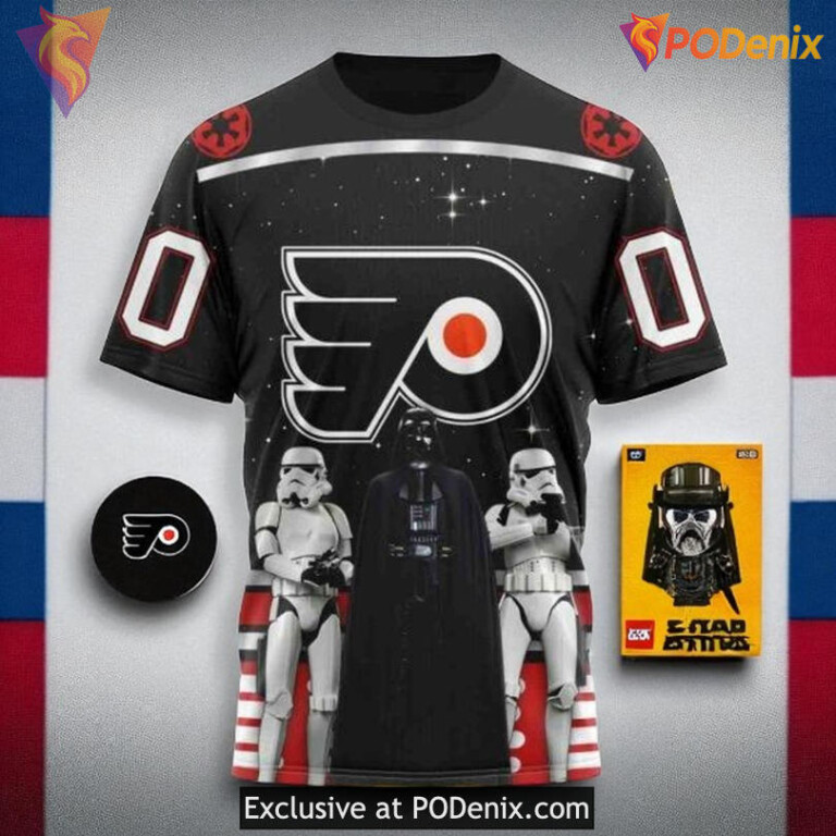 Youth Philadelphia Flyers Hoodie 3D Custom Star Wars May The 4th Style - 2