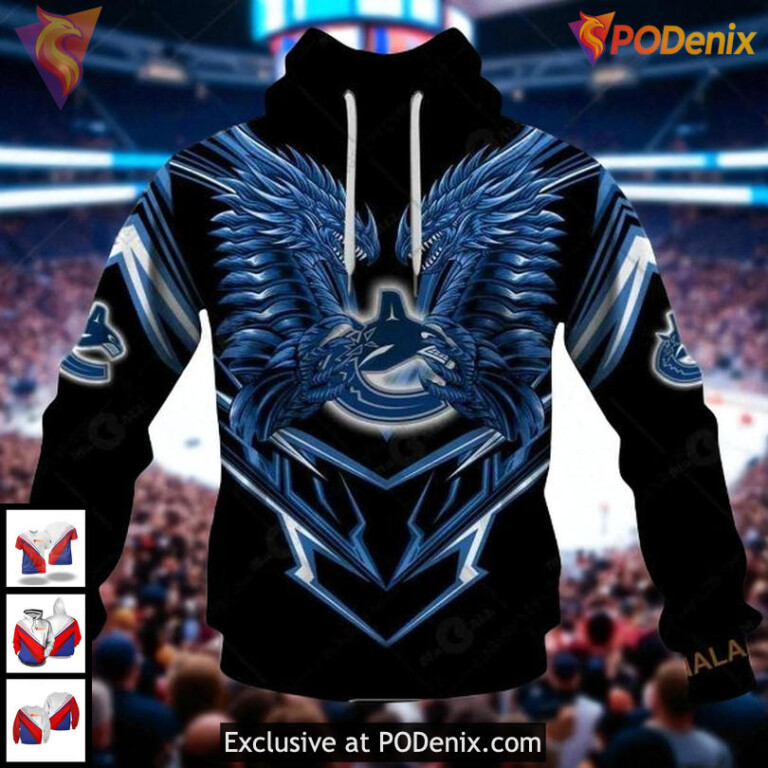 Youth Vancouver Canucks Hoodie 3D Custom Dragon Design NHL All Over Print