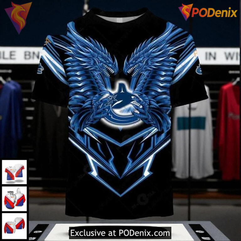 Youth Vancouver Canucks Hoodie 3D Custom Dragon Design NHL All Over Print - 1