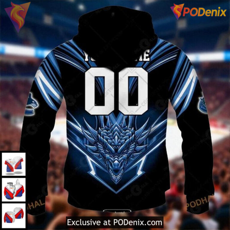 Youth Vancouver Canucks Hoodie 3D Custom Dragon Design NHL All Over Print - 2