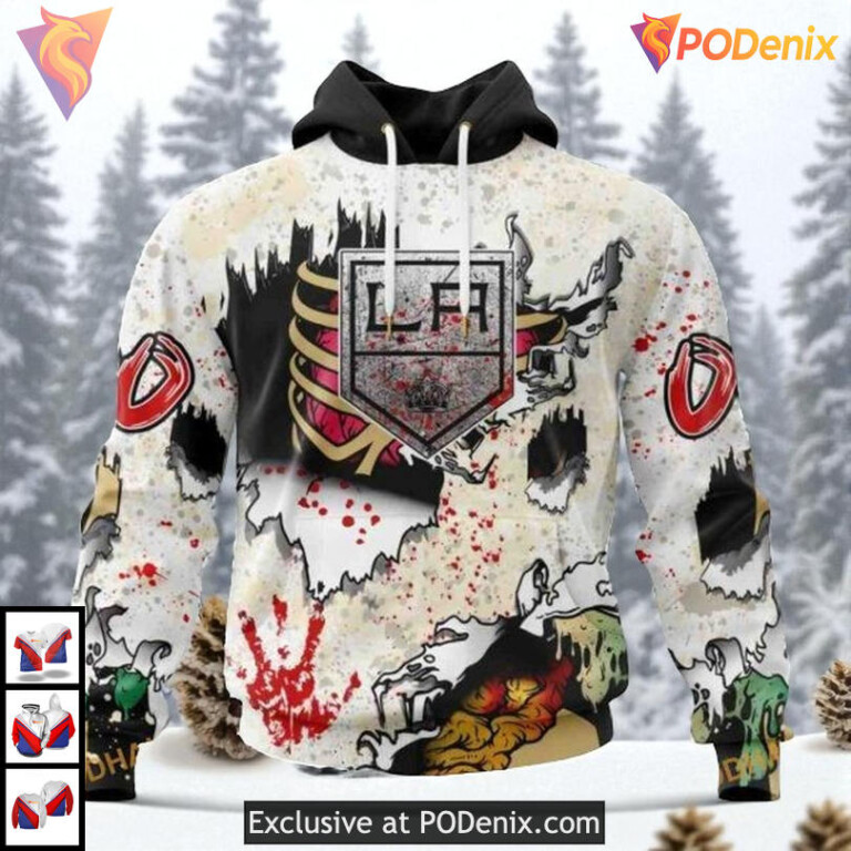 Zombie Halloween Costume Style Los Angeles Kings Hoodie NHL 3D