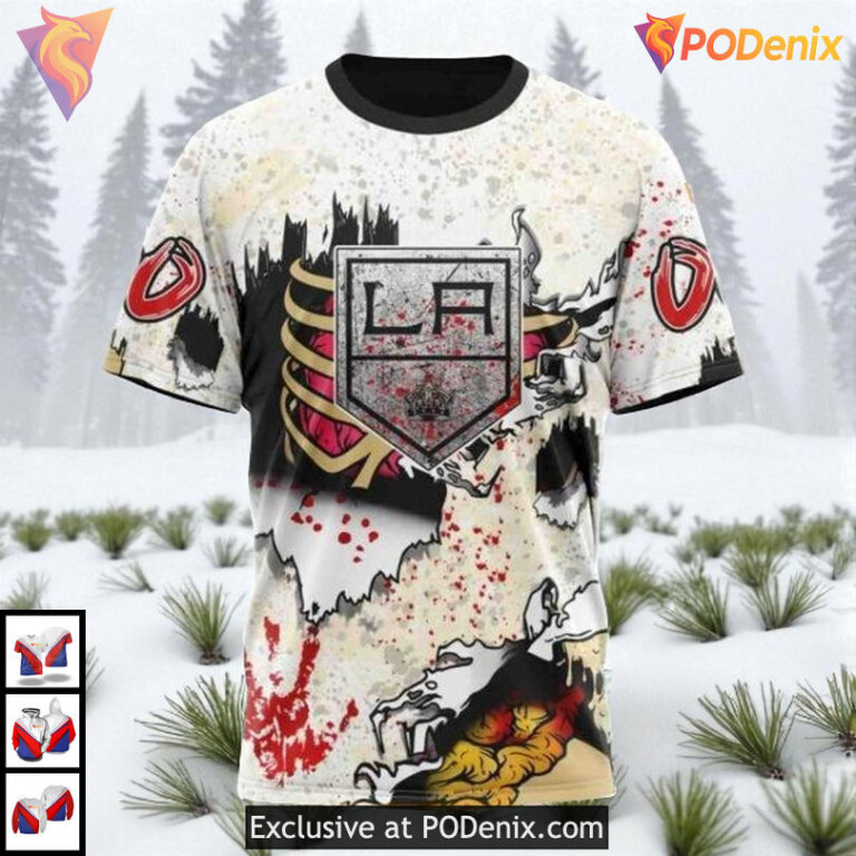 Zombie Halloween Costume Style Los Angeles Kings Hoodie NHL 3D - 2