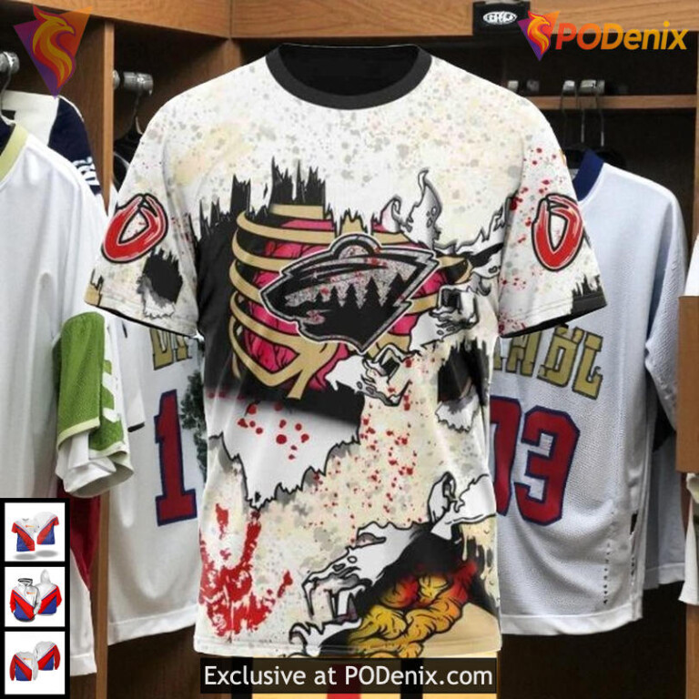 Zombie Halloween Costume Style NHL Minnesota Wild Hoodie 3D Custom - 2