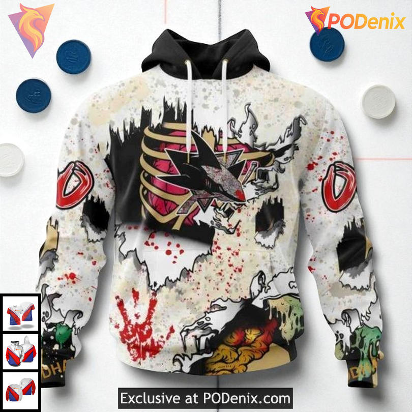 Zombie Halloween Scary Edition Custom Personalized San Jose Sharks Hoodie 3D