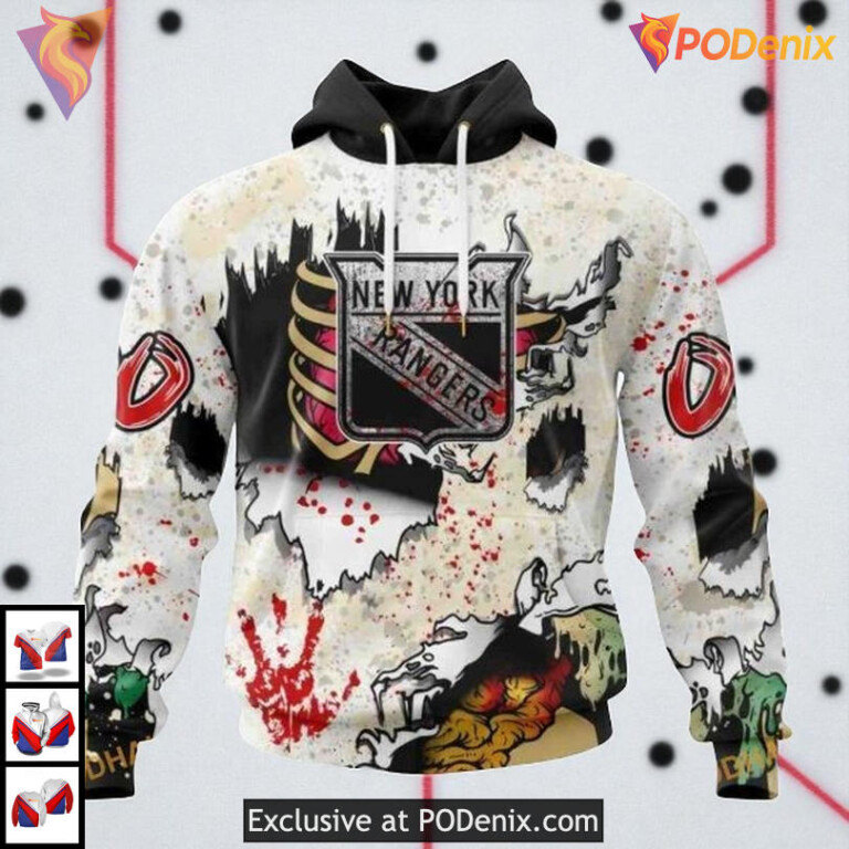 Zombie Halloween Spooky Edition Custom New York Rangers Kids Hoodie 3D