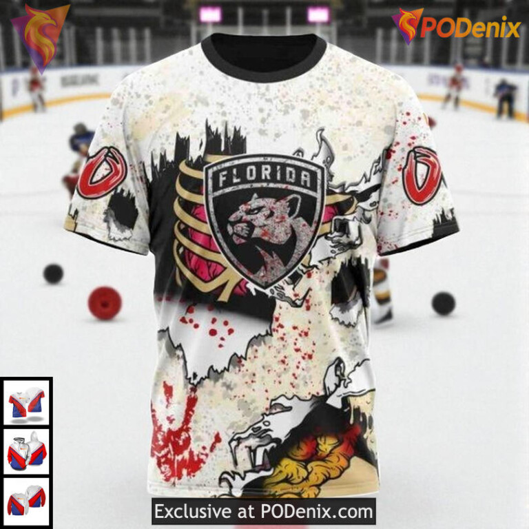 Zombie Style Halloween Edition Custom Florida Panthers 3D Hoodie NHL Apparel - 2