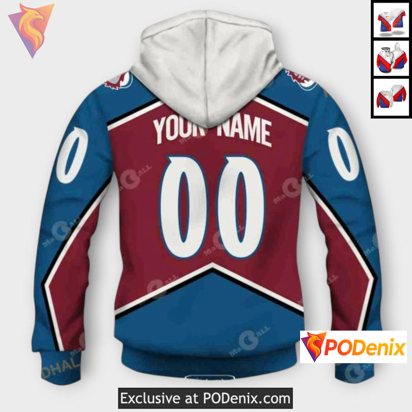 1996 Throwback Vintage Design Colorado Avalanche Kids Hoodie Hockey 3D - View 3