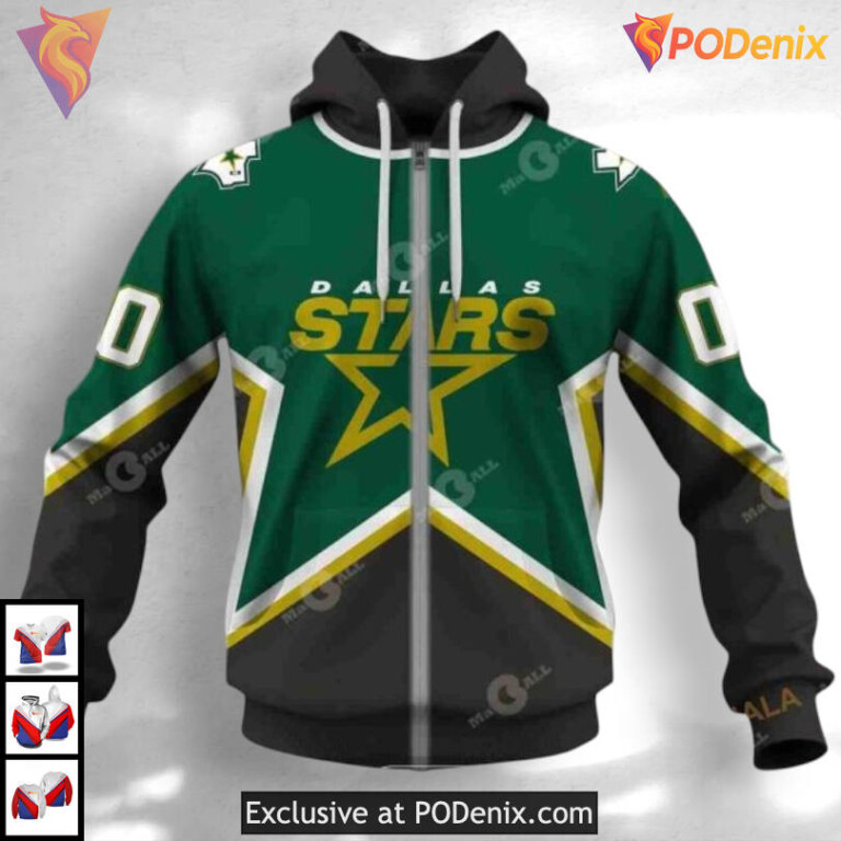 1999 Throwback Vintage Tribute Custom Number Dallas Stars Hoodie NHL Hoodie - 2
