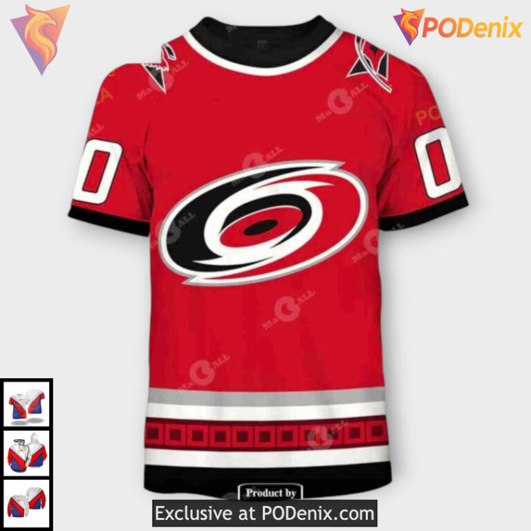 2006 Championship Winning Tribute Custom Number Carolina Hurricanes Hoodie 3D - 1