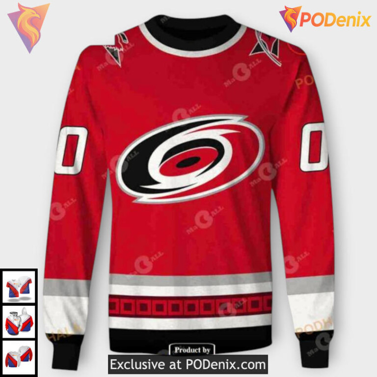 2006 Championship Winning Tribute Custom Number Carolina Hurricanes Hoodie 3D - 2