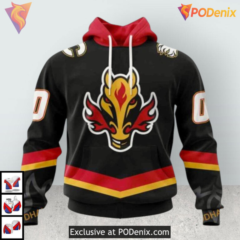 2025 Black Alternate Design Calgary Flames Hoodie 3D Sweatshirt for Fans