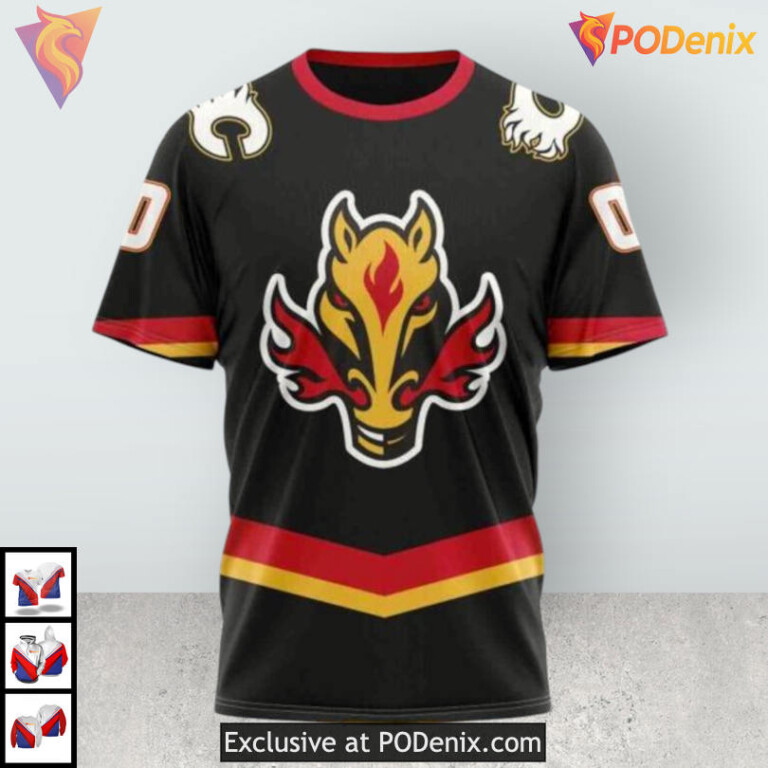 2025 Black Alternate Design Calgary Flames Hoodie 3D Sweatshirt for Fans - 2
