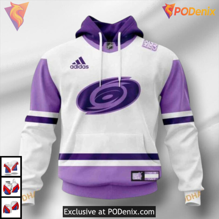 2025 Hockey Fight Cancer Edition Carolina Hurricanes 3D Hoodie Custom Apparel