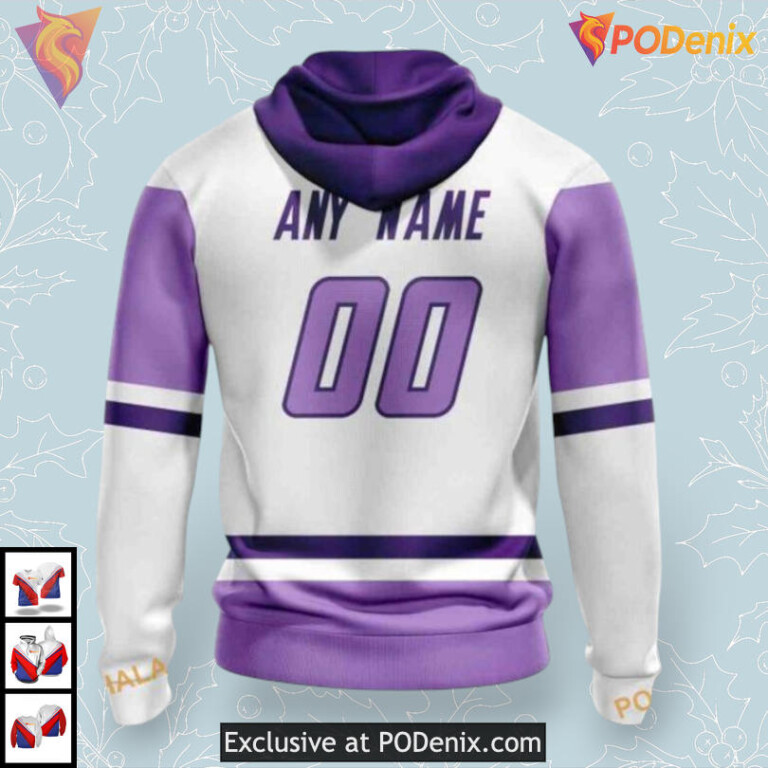 2025 Hockey Fights Cancer Personalized Calgary Flames Youth Hoodie 3D - 1