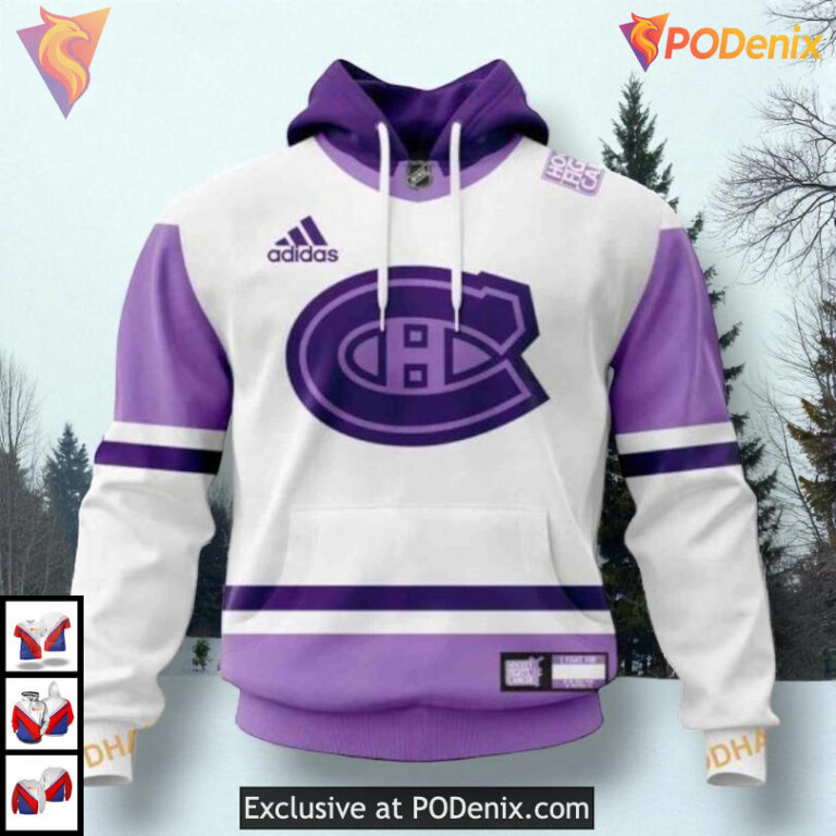 2025 Hockey Fights Cancer Tribute NHL Montreal Canadiens 3D Hoodie