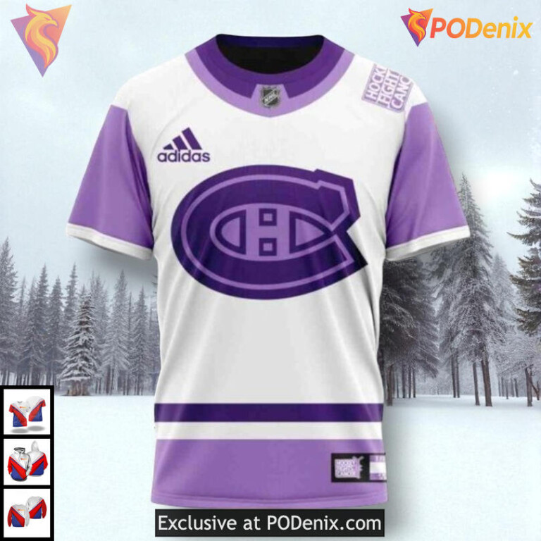 2025 Hockey Fights Cancer Tribute NHL Montreal Canadiens 3D Hoodie - 2