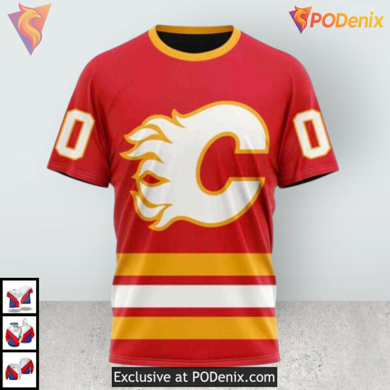 2025 Home Kits Edition Calgary Flames Zip Up Hoodie 3D Hockey Apparel - 2