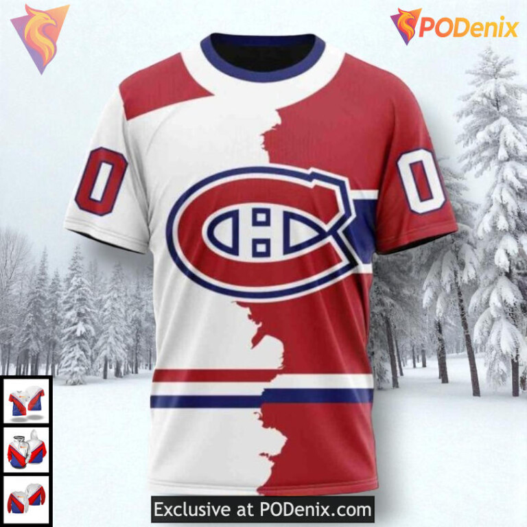 2025 Home Mix Away Jersey Concept NHL Montreal Canadiens All Over Print Hoodie - 2