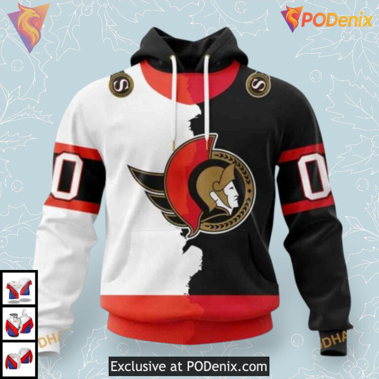 2025 Home Mix Away Jersey NHL Ottawa Senators All Over Print Hoodie
