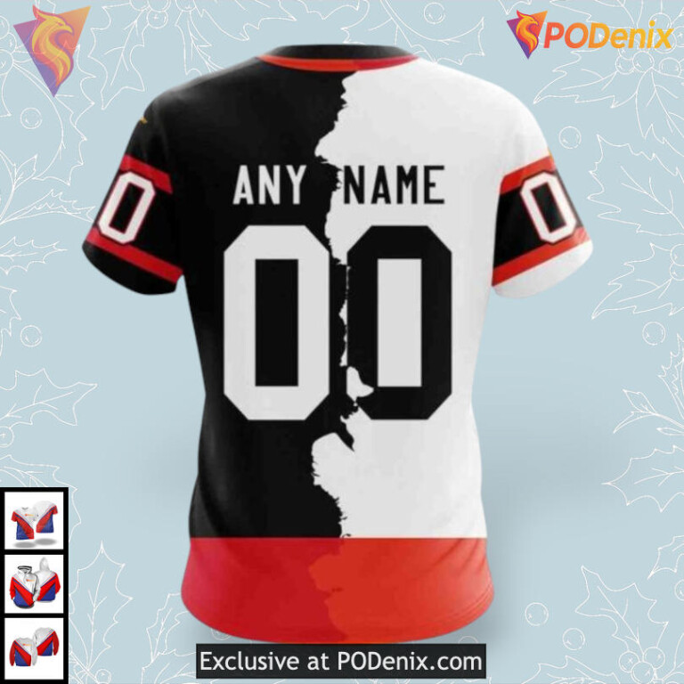 2025 Home Mix Away Jersey NHL Ottawa Senators All Over Print Hoodie - 3