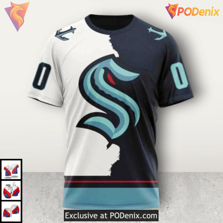 2025 Home Mix Away Jersey NHL Seattle Kraken All Over Print Hoodie - 2