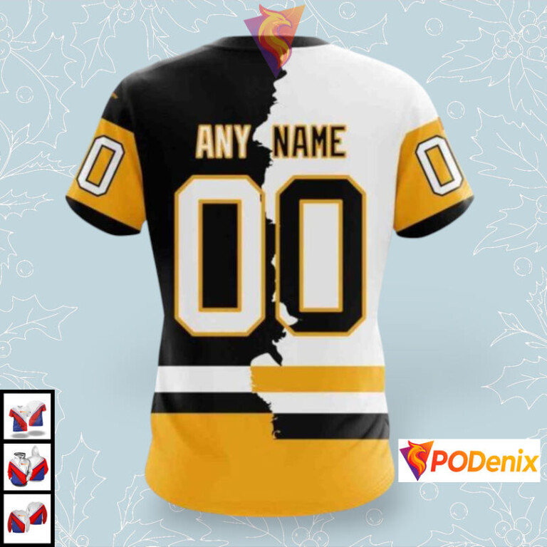 2025 Home Mix Away Uniform Custom Pittsburgh Penguins Zip Up Hoodie NHL Edition - 3