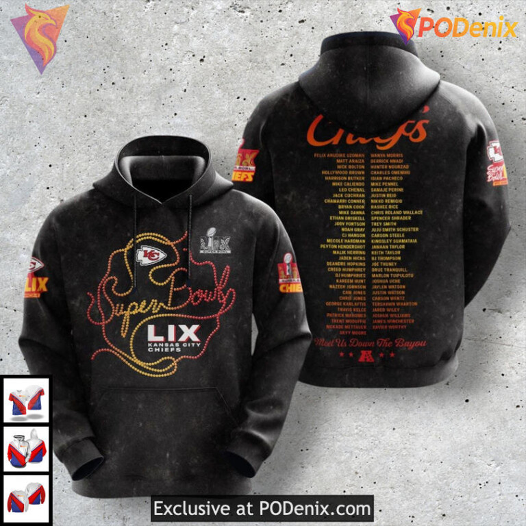 2025 Super Bowl LIX Black Champions Gear Kansas City Chiefs Womens Hoodie