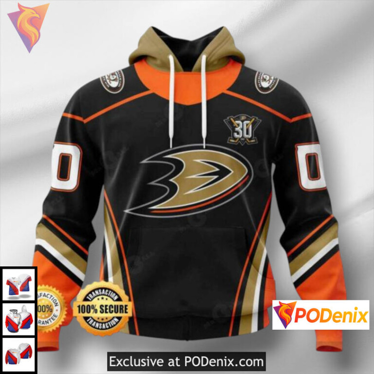 30th Anniversary Edition Anaheim Ducks Hockey Hoodie 3D Custom NHL Apparel