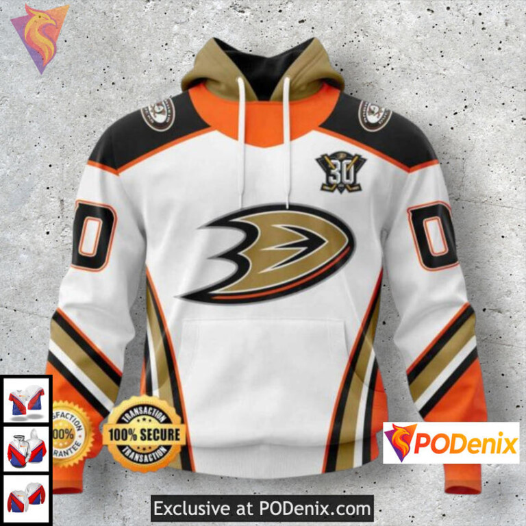 30th Anniversary Logo Edition Anaheim Ducks Hoodie For Men Women NHL Apparel