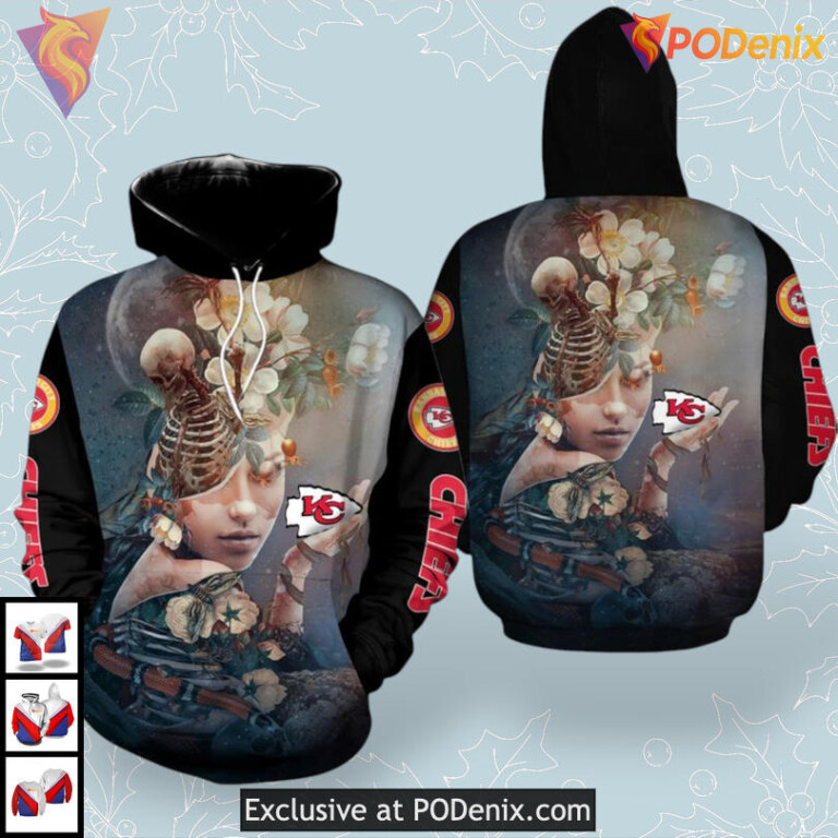 3D Skull Art NFL Kansas City Chiefs Christmas Hoodie Limited Edition S-5XL