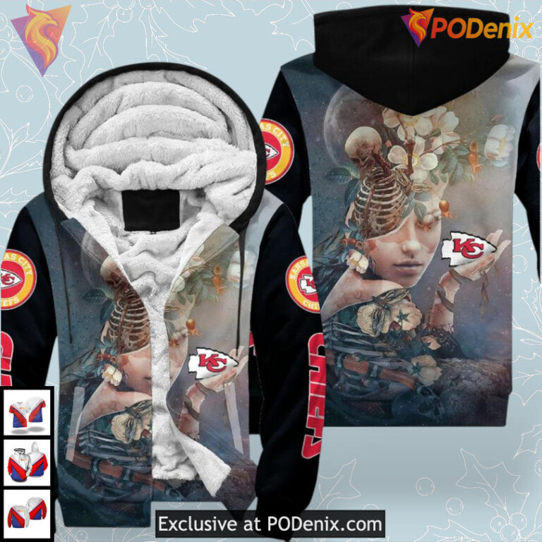 3D Skull Art NFL Kansas City Chiefs Christmas Hoodie Limited Edition S-5XL - 1