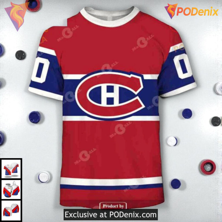 60s 70s Throwback Vintage Home Design NHL Montreal Canadiens Zip Up Hoodie 3D - 1