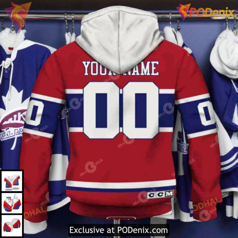 60s 70s Throwback Vintage Home Design NHL Montreal Canadiens Zip Up Hoodie 3D - 3