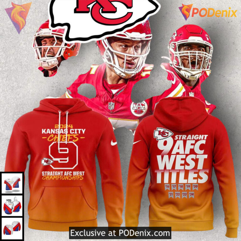 AFC West Champs 9th Title Kansas City Chiefs Kids Hoodie, Fan Celebration Gear