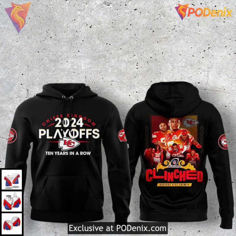 AFC West Clinched 2024 Kansas City Chiefs Youth Hoodie Red and Gold Spirit Wear