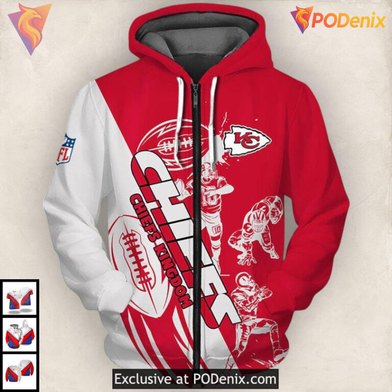 All Over Print Zip Up Kansas City Chiefs Hoodie For Men 3D Limited Edition - 2