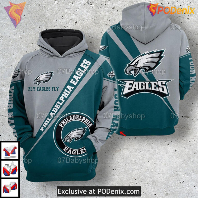 All Over Print Zip Up Style Philadelphia Eagles Hoodie Mens For NFL Supporters