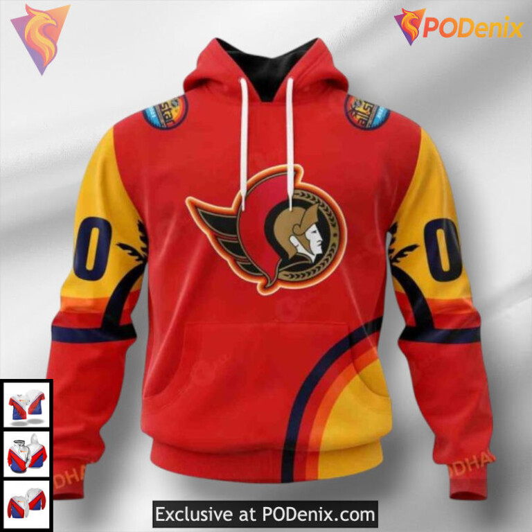 All Star Sunset Concept NHL Ottawa Senators Zip Up Hoodie 3D
