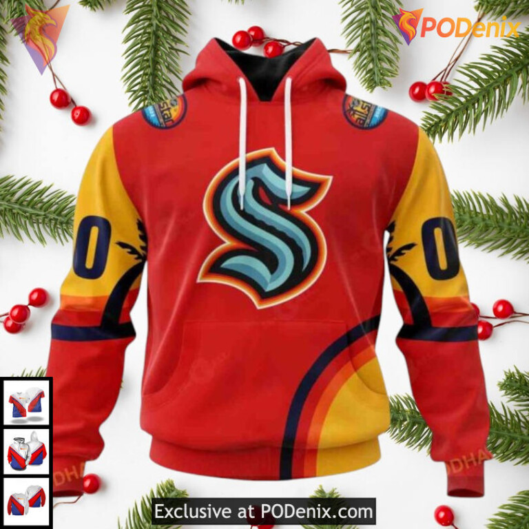 All Star Sunset Series Design Concept Custom Name Seattle Kraken Hoodie 3D